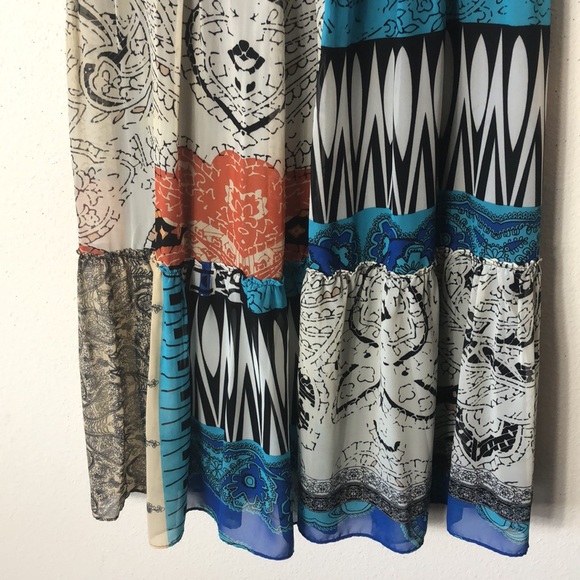 Chico's Majestic Blue Patchwork Boho Maxi Skirt 1 = M - Picture 2 of 8